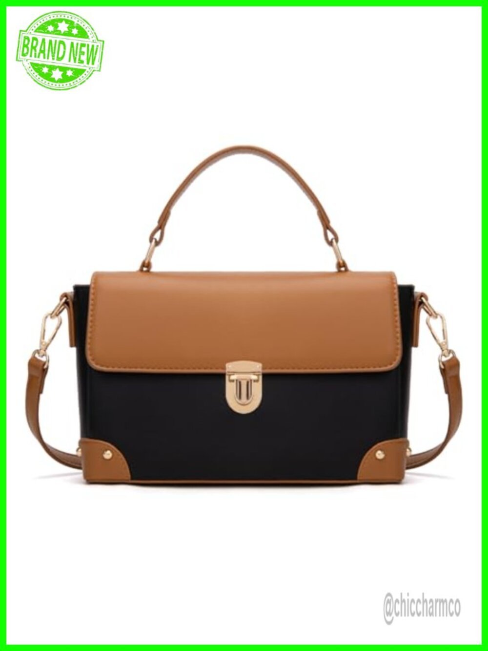 Vegan Leather Small Crossbody Purse Top Handle Satchel Adjustable Strap